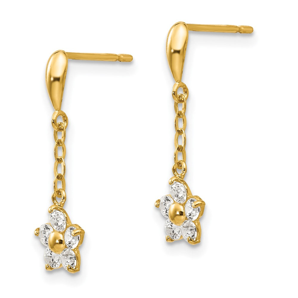 14k Madi K CZ Flower Dangle Post Earrings