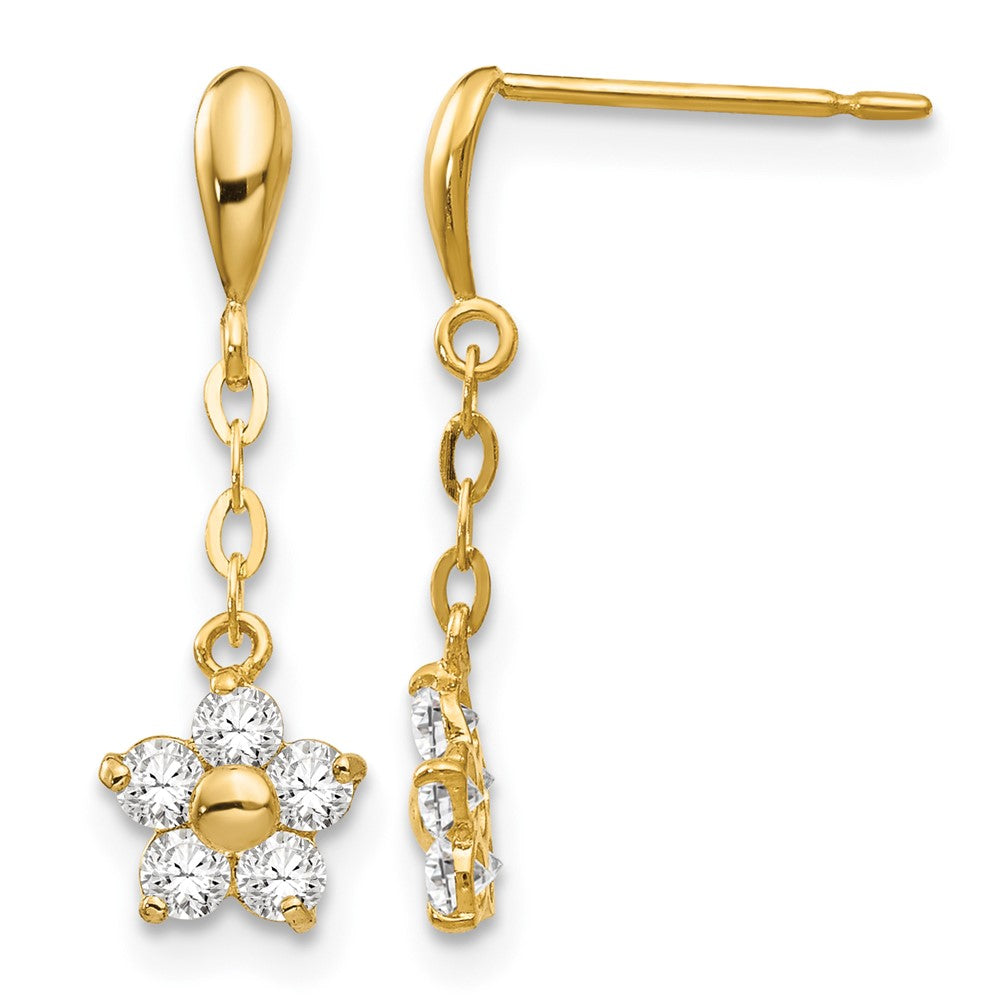 14k Madi K CZ Flower Dangle Post Earrings