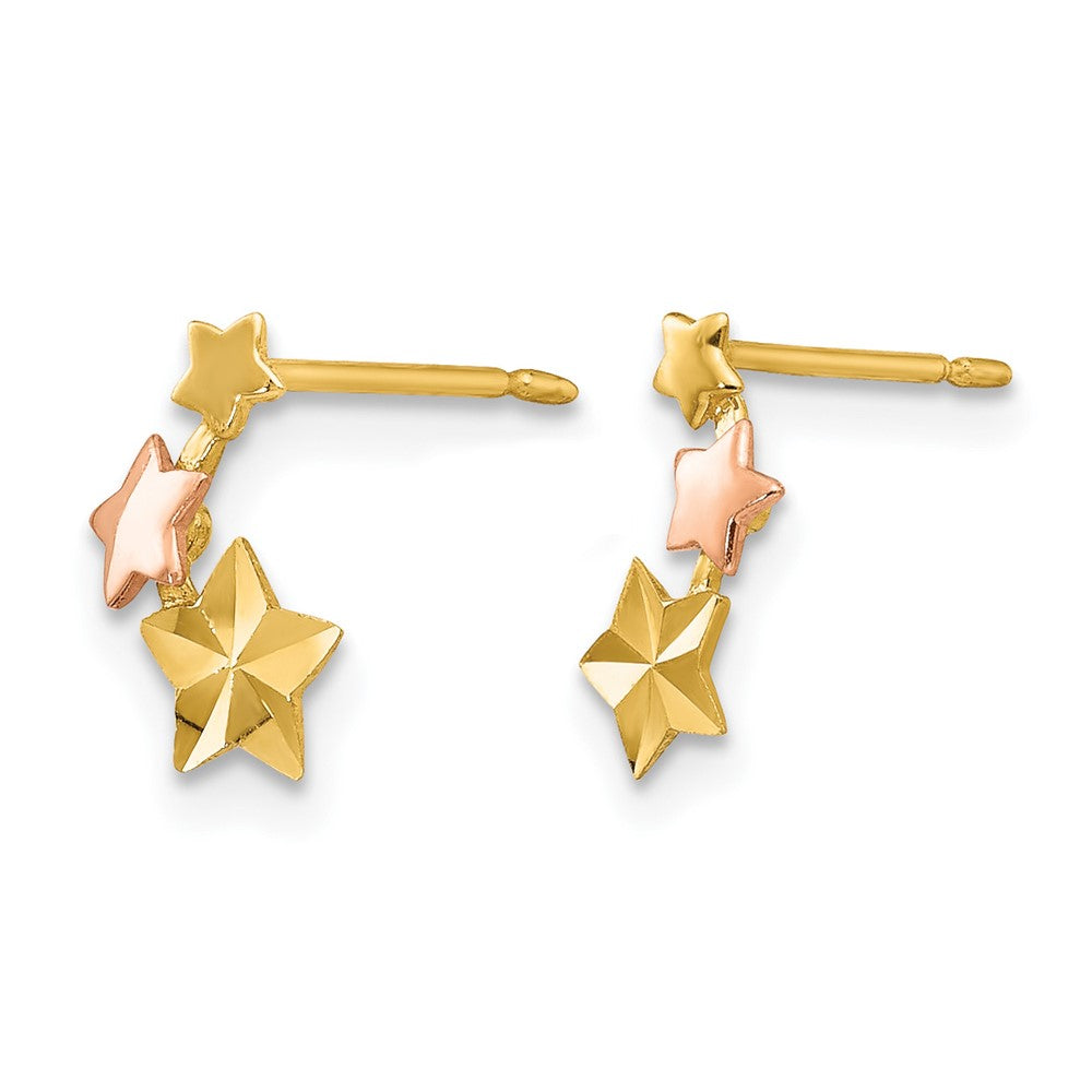 14k Yellow and Rose Gold Madi K Diamond-cut Star Post Earrings