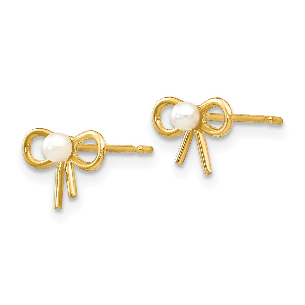 14k Madi K FW Cultured Pearl Children's Bow Post Earrings