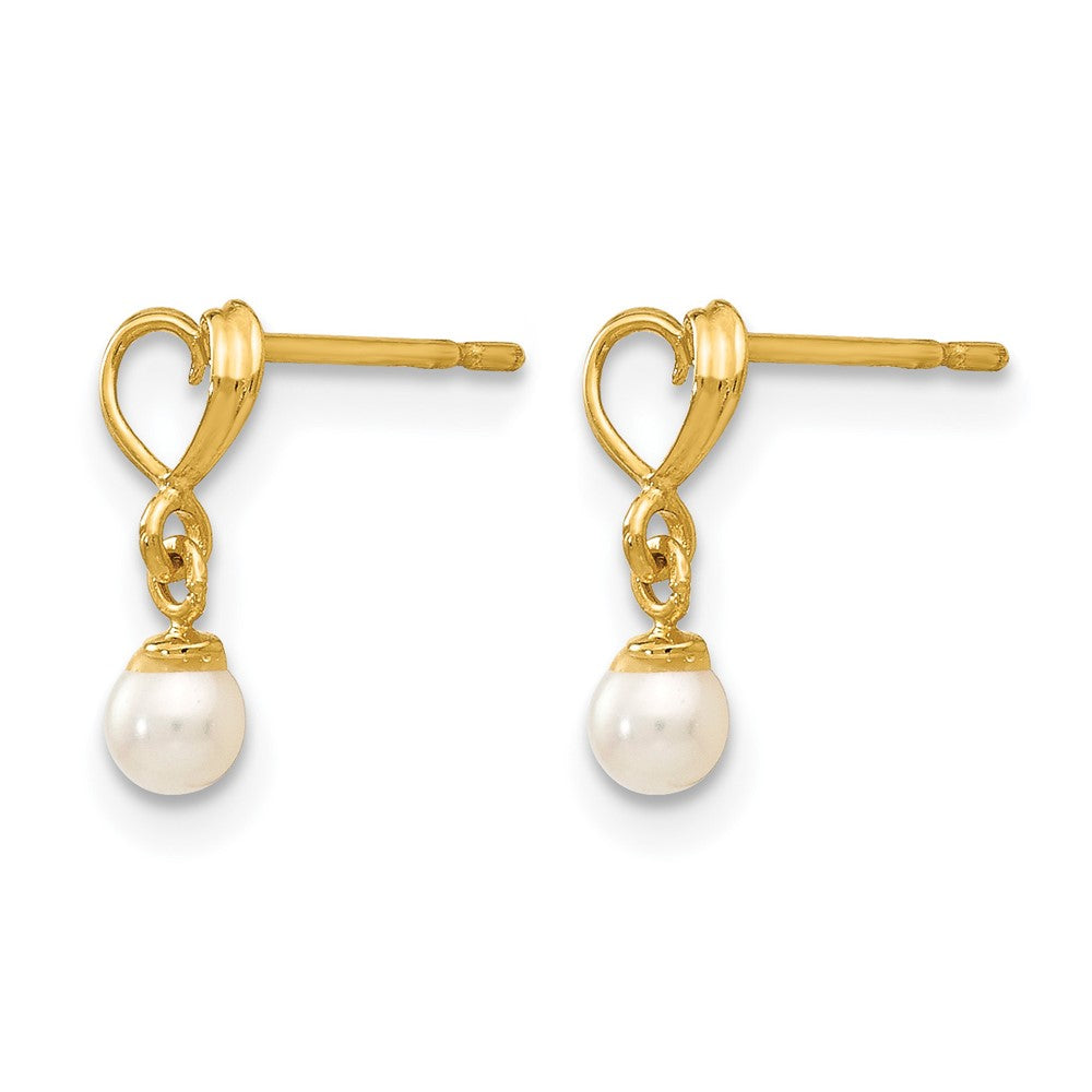 14k Madi K Freshwater Cultured Pearl Heart Dangle Post Earrings