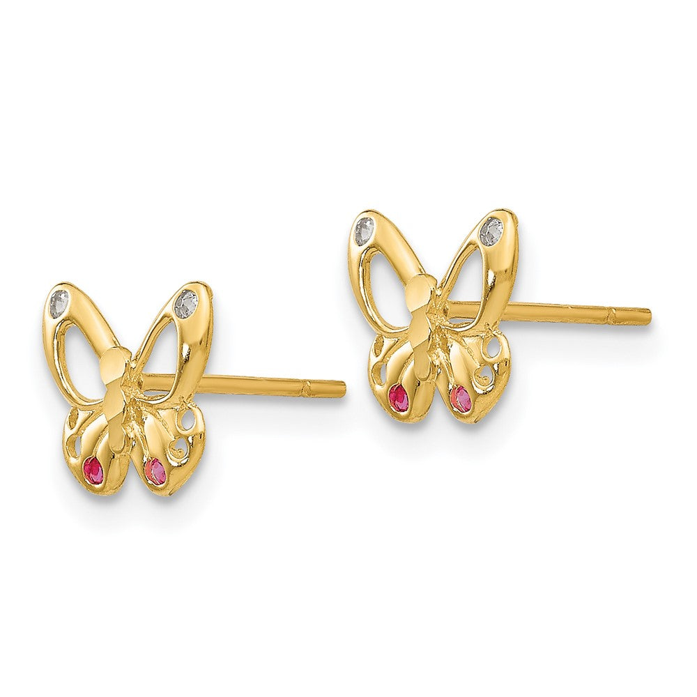 14k Madi K Red and Clear CZ Butterfly Post Earrings
