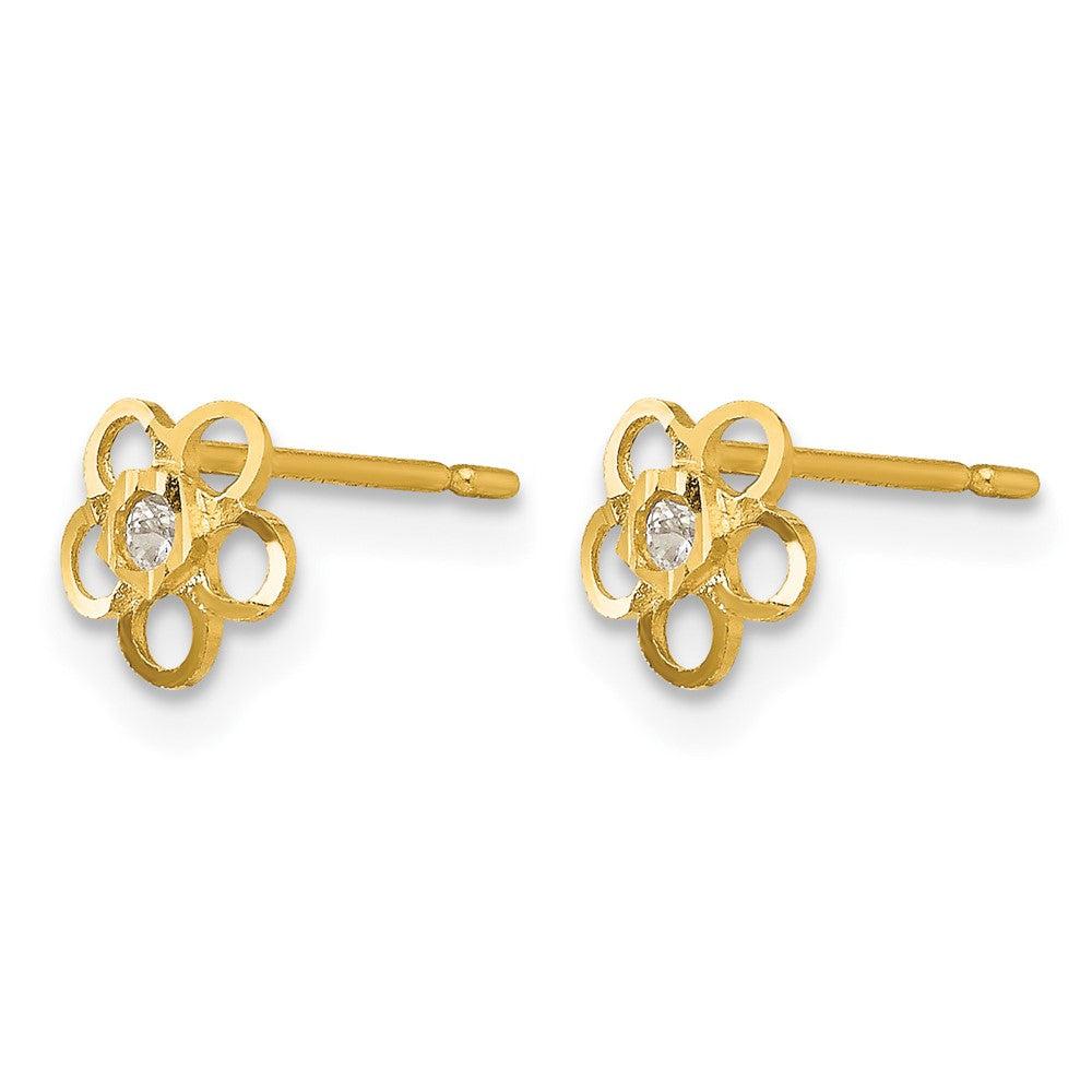 14k Madi K CZ Diamond-cut Flower Post Earrings