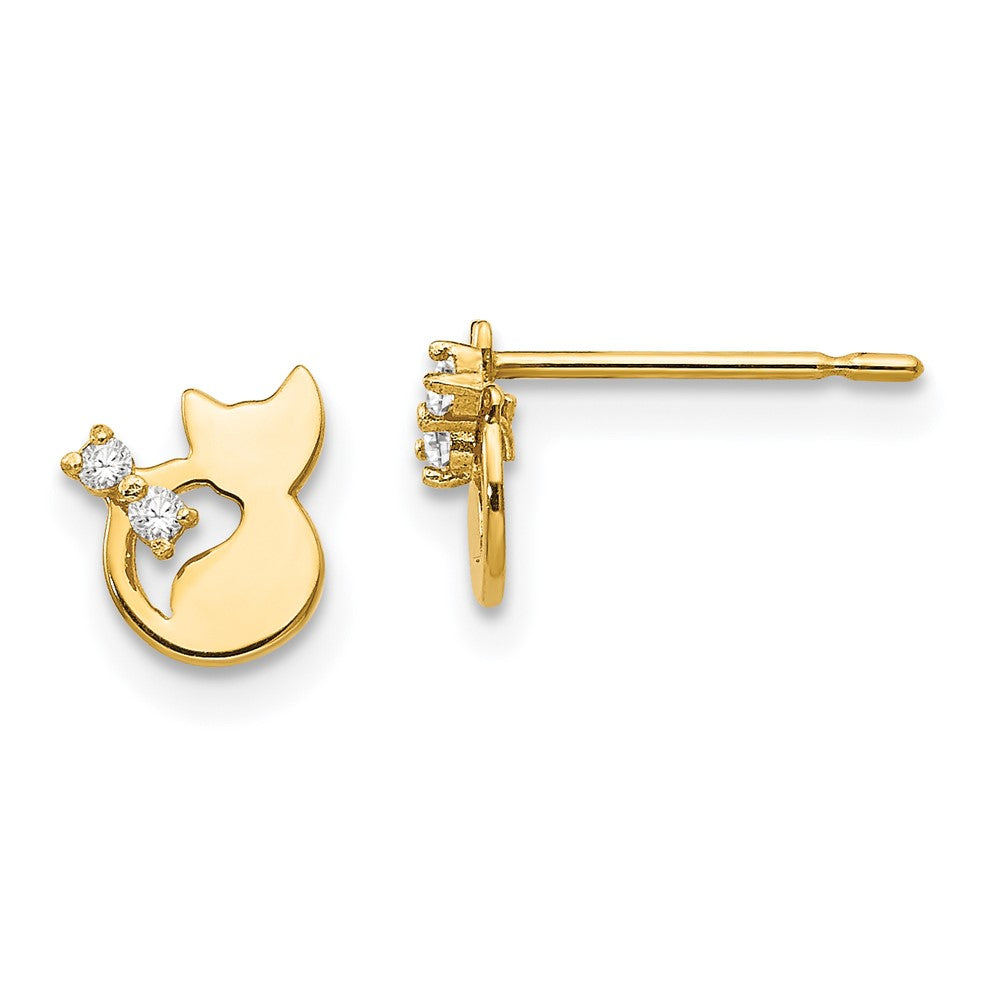 14k Madi K CZ Children's Cat Post Earrings