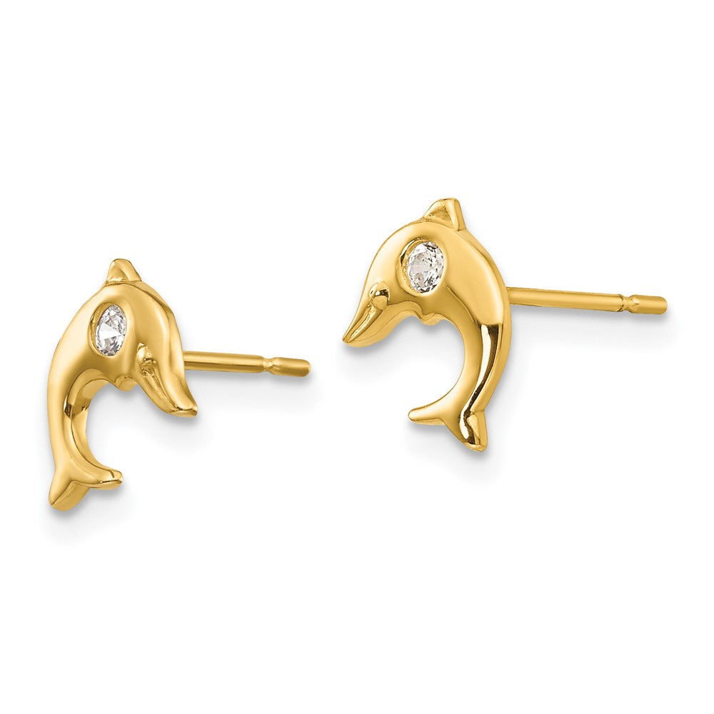14k Madi K CZ Dolphin Post Earrings