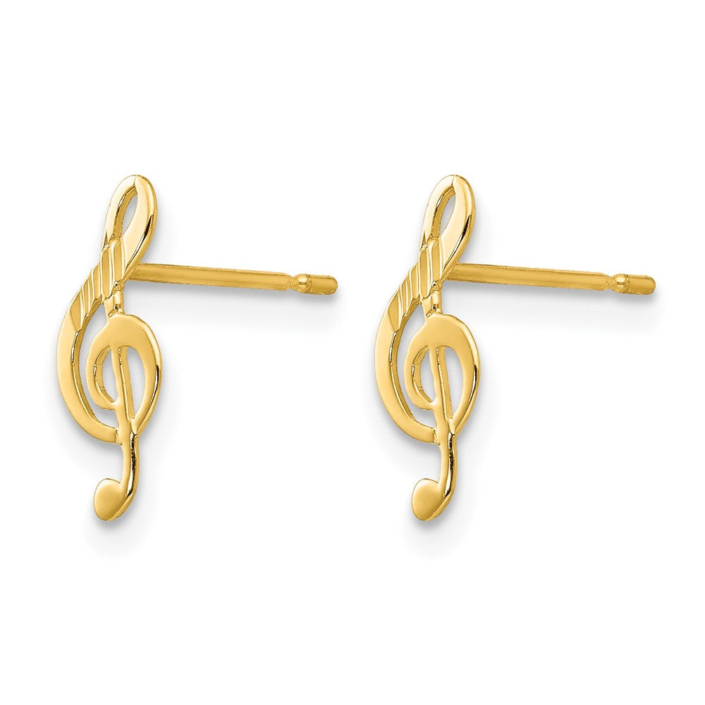 14k Madi K Diamond-cut Musical Treble Clef Post Earrings