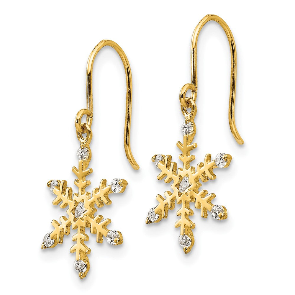 14k Madi K CZ Snowflake Dangle French Wire Earrings