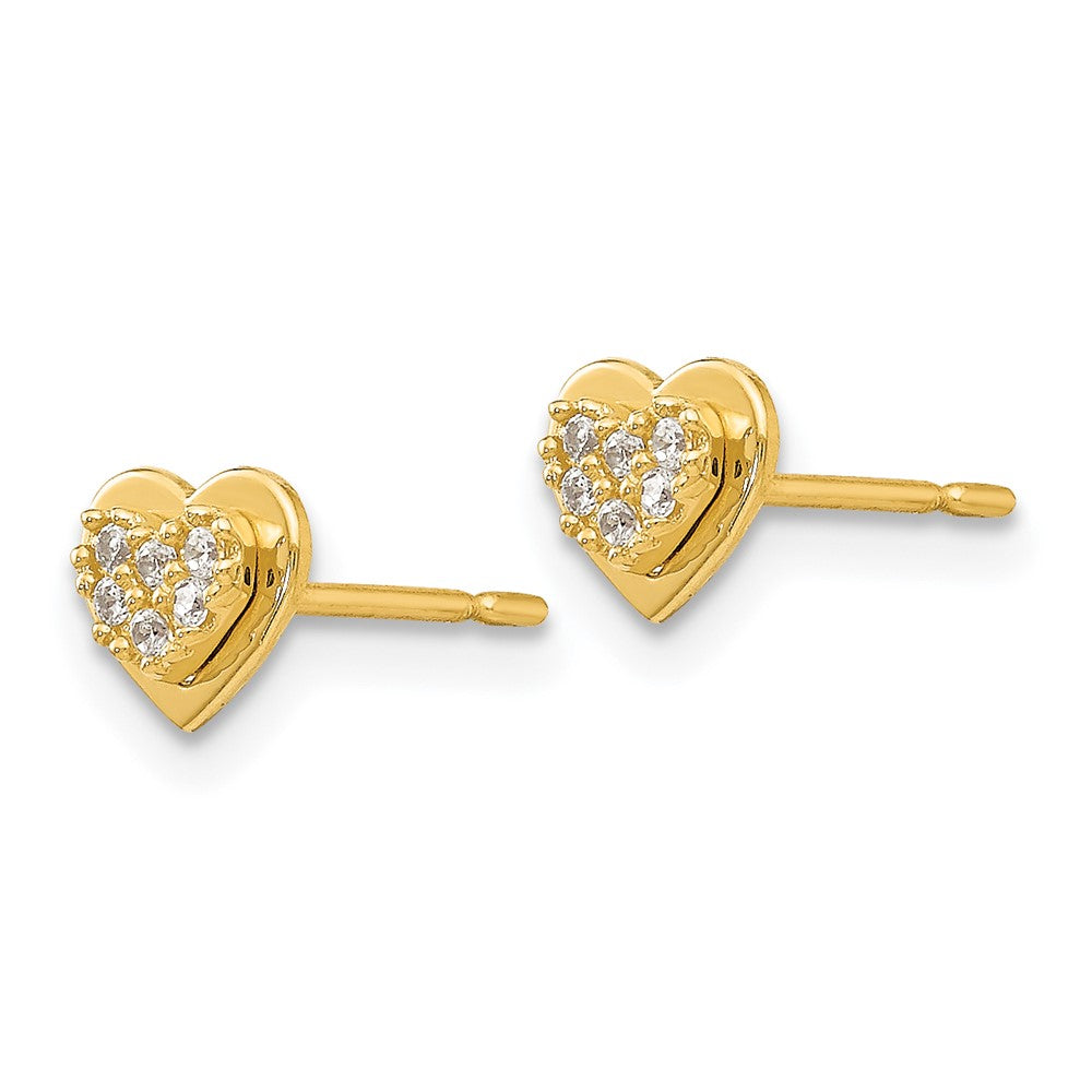 14k Madi K CZ Heart Childrens Post Earrings