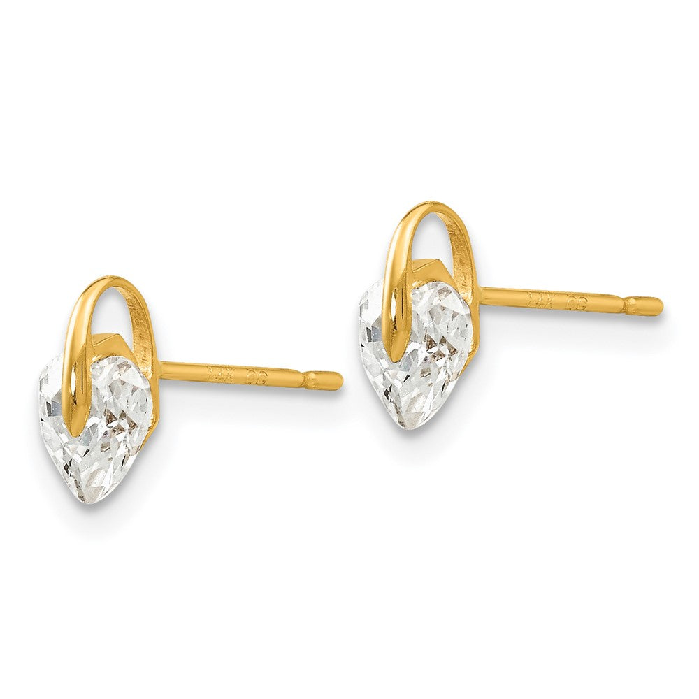 14k Madi K CZ Children's Heart Post Earrings