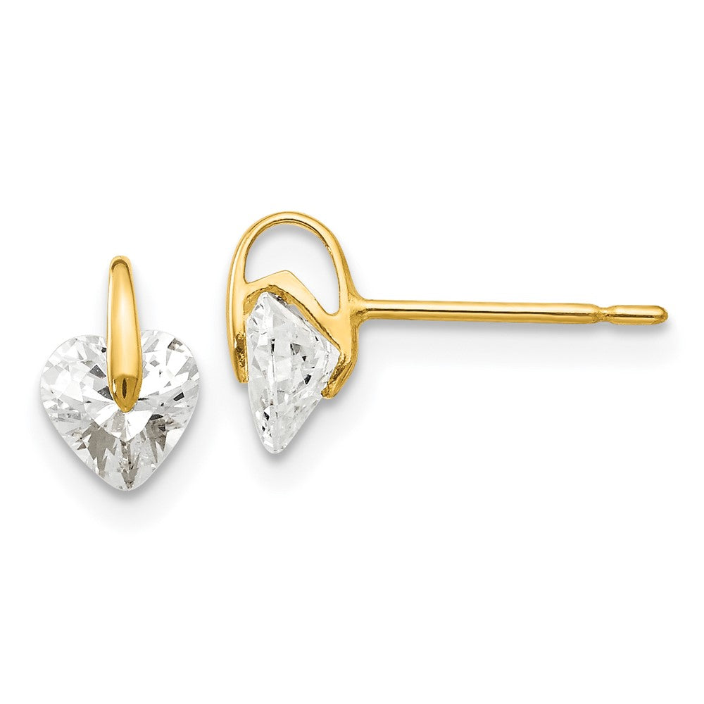 14k Madi K CZ Children's Heart Post Earrings