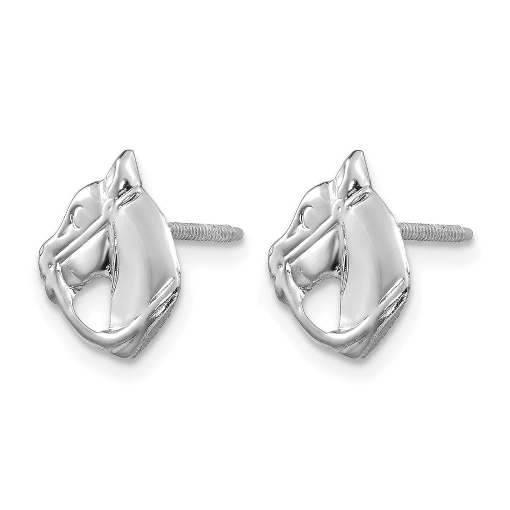 14k White Gold Madi K Horse Head Screwback Post Earrings