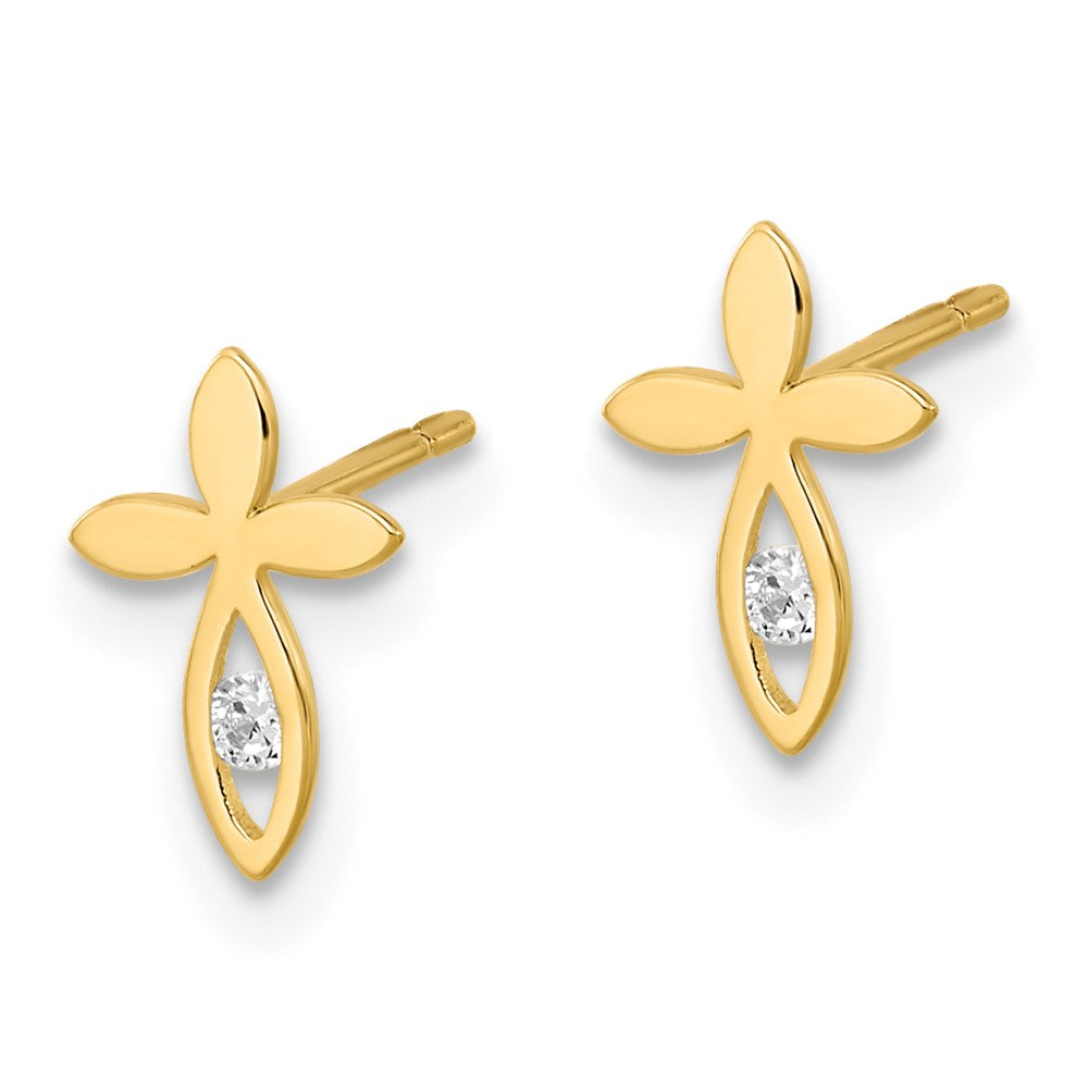 14k Madi K Kids CZ Cross Post Earrings