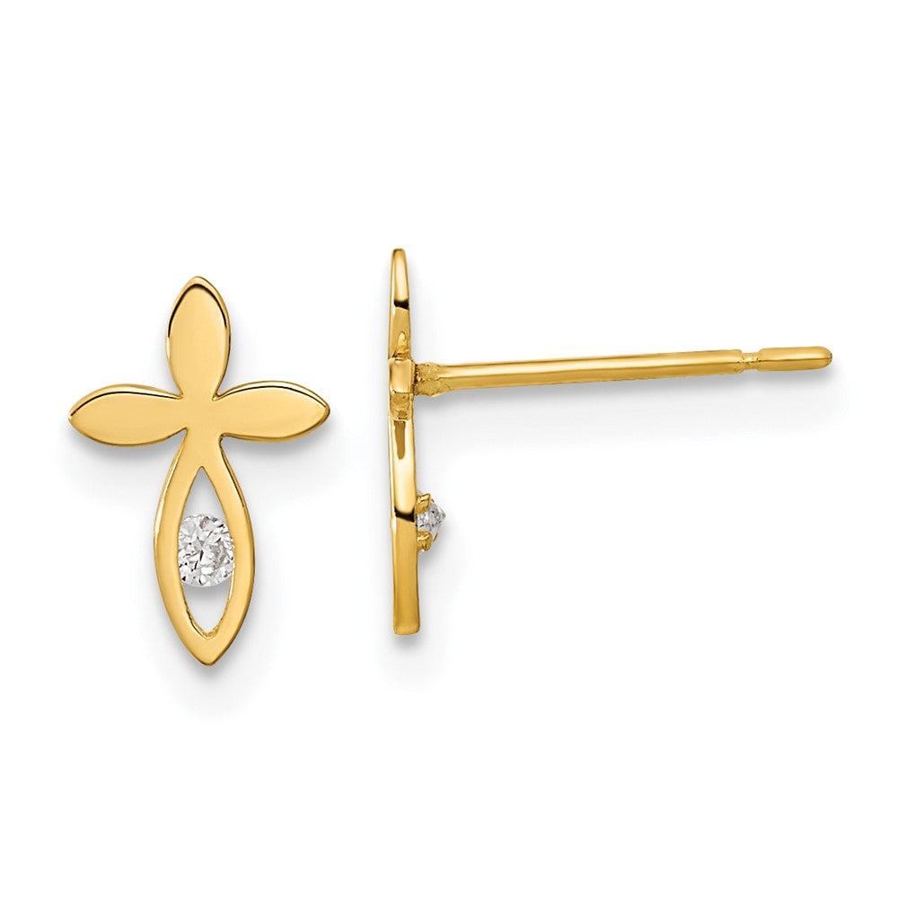 14k Madi K Kids CZ Cross Post Earrings