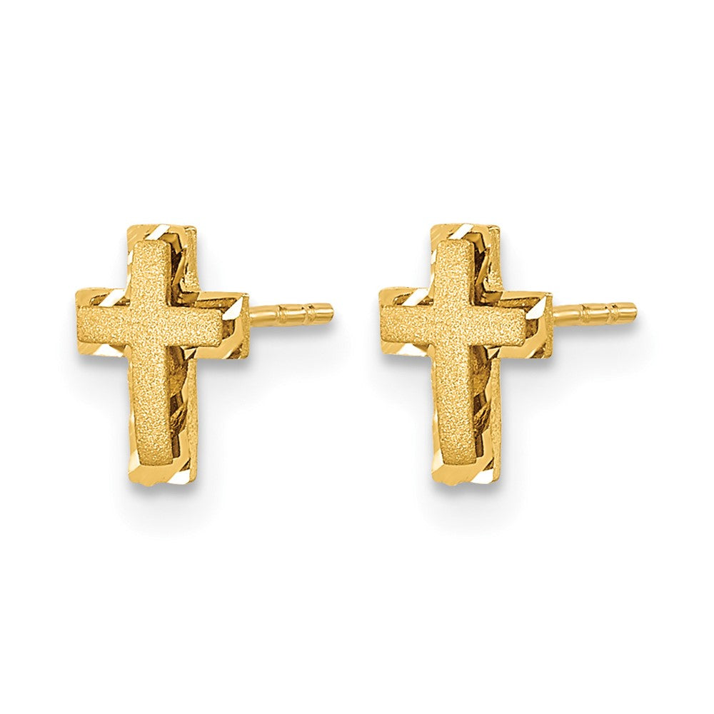 14k Madi K Satin and Polished Diamond-cut Cross Post Earrings