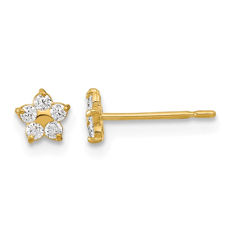 14k Madi K Kids CZ Star Childrens Post Earrings
