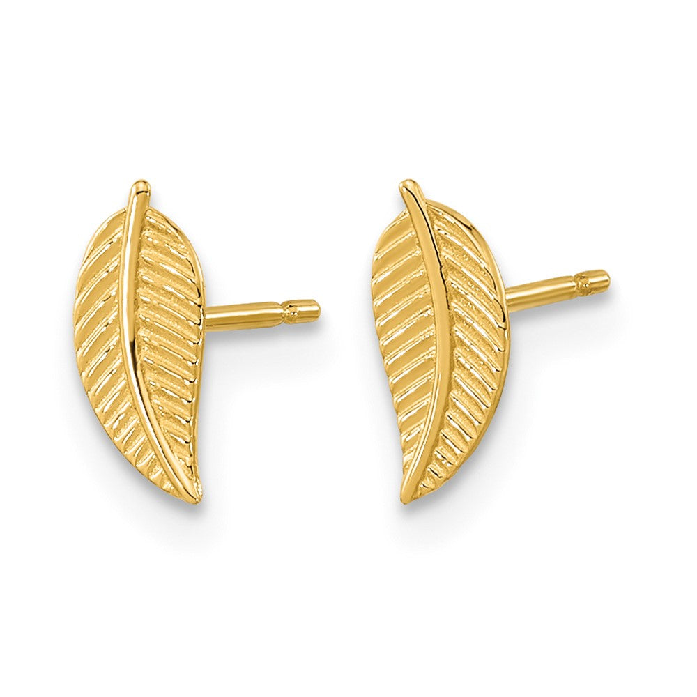 14k Madi K Kids Leaf Childrens Post Earrings
