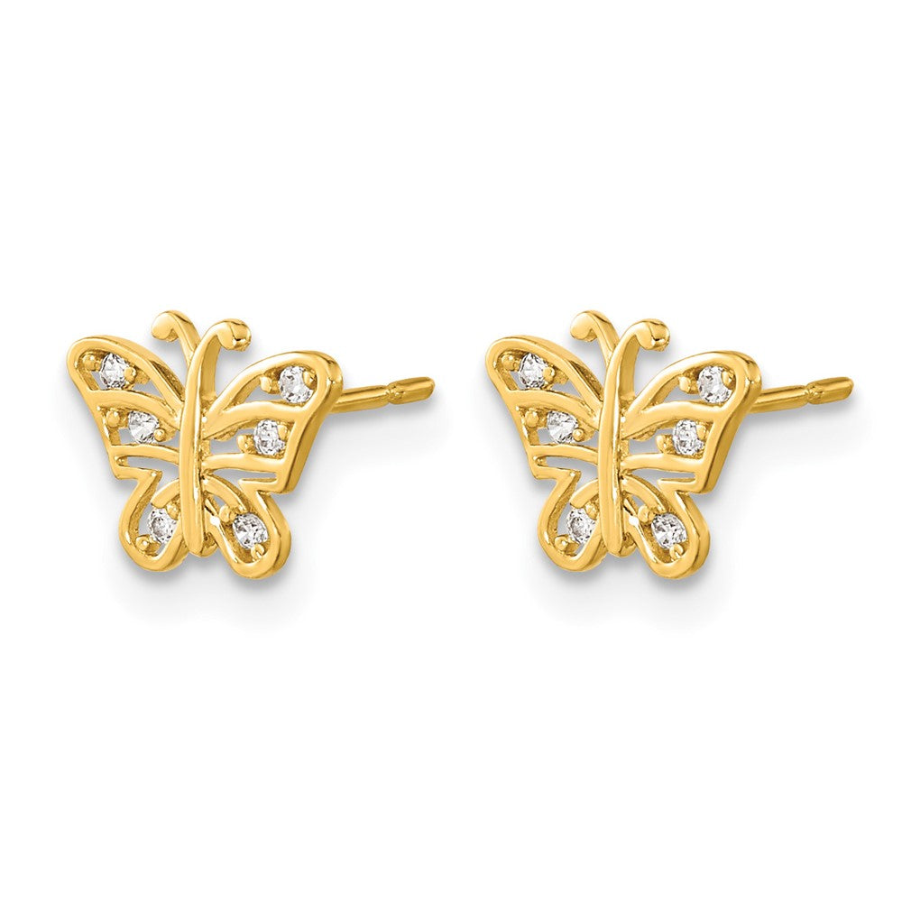 14k Madi K Kids CZ Butterfly Childrens Post Earrings