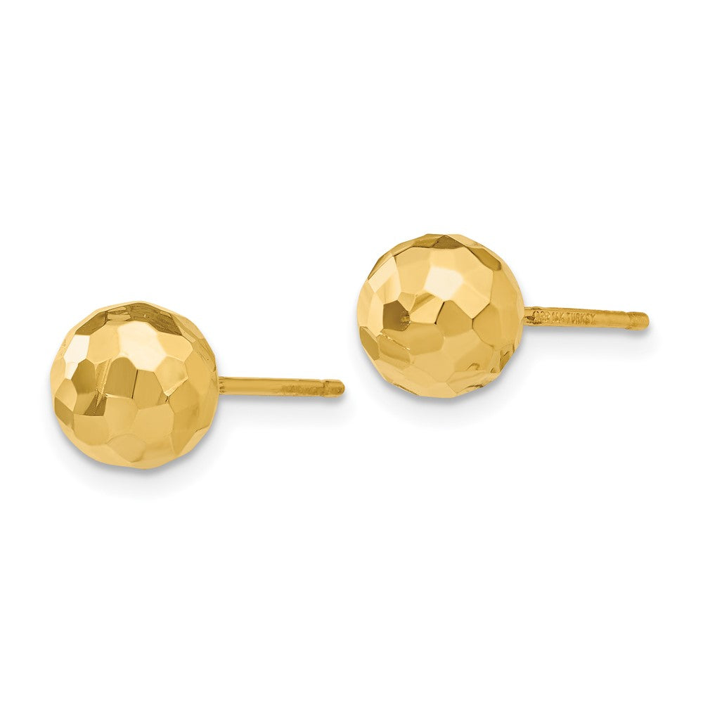 14K Faceted Diamond-cut Puffed Ball Post Earrings