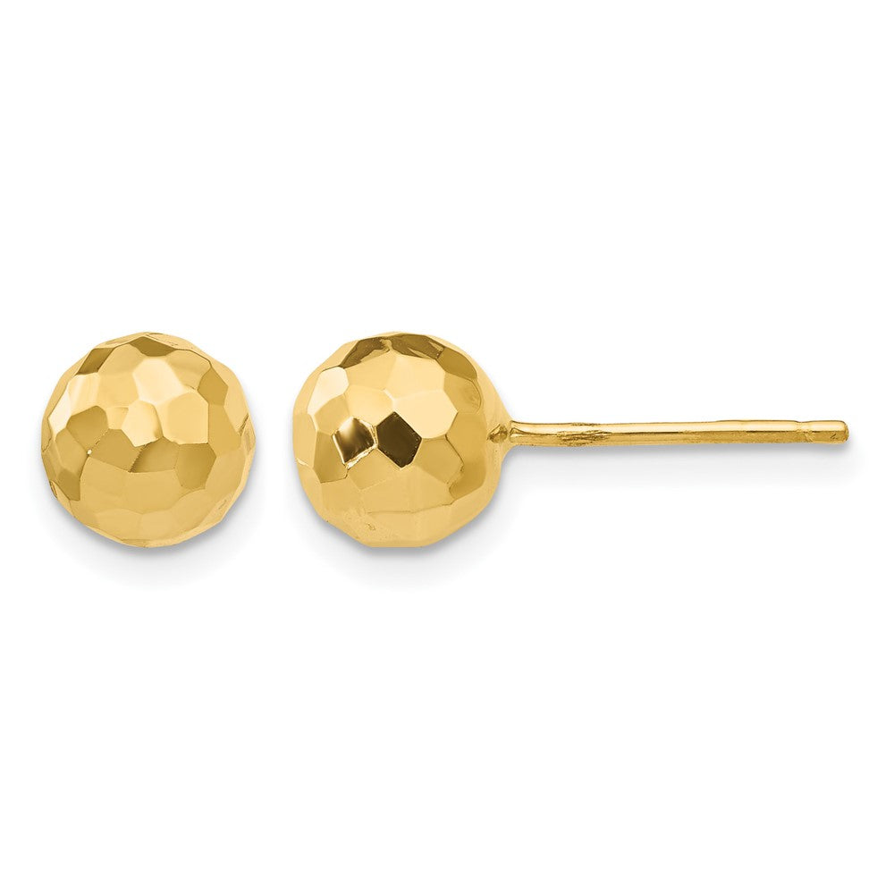 14K Faceted Diamond-cut Puffed Ball Post Earrings