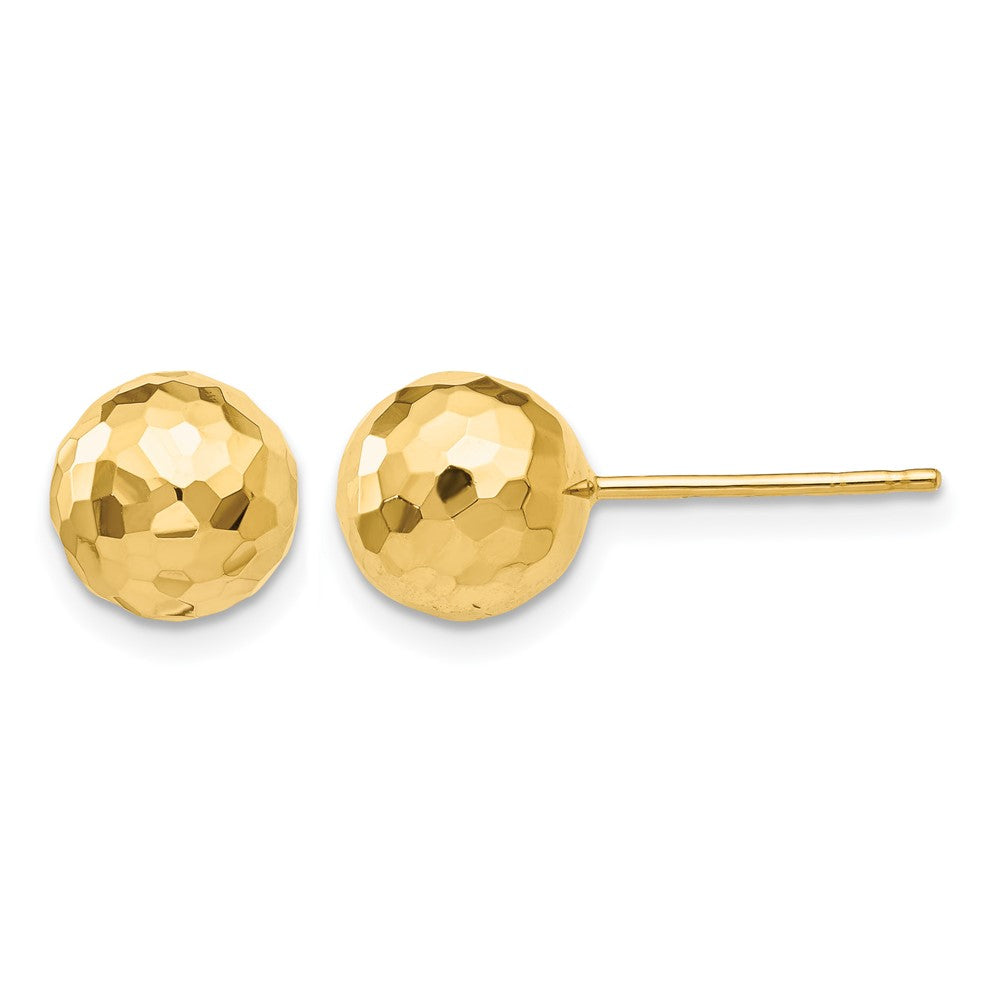 14K Polished Faceted Diamond-cut Puffed Ball Post Earrings