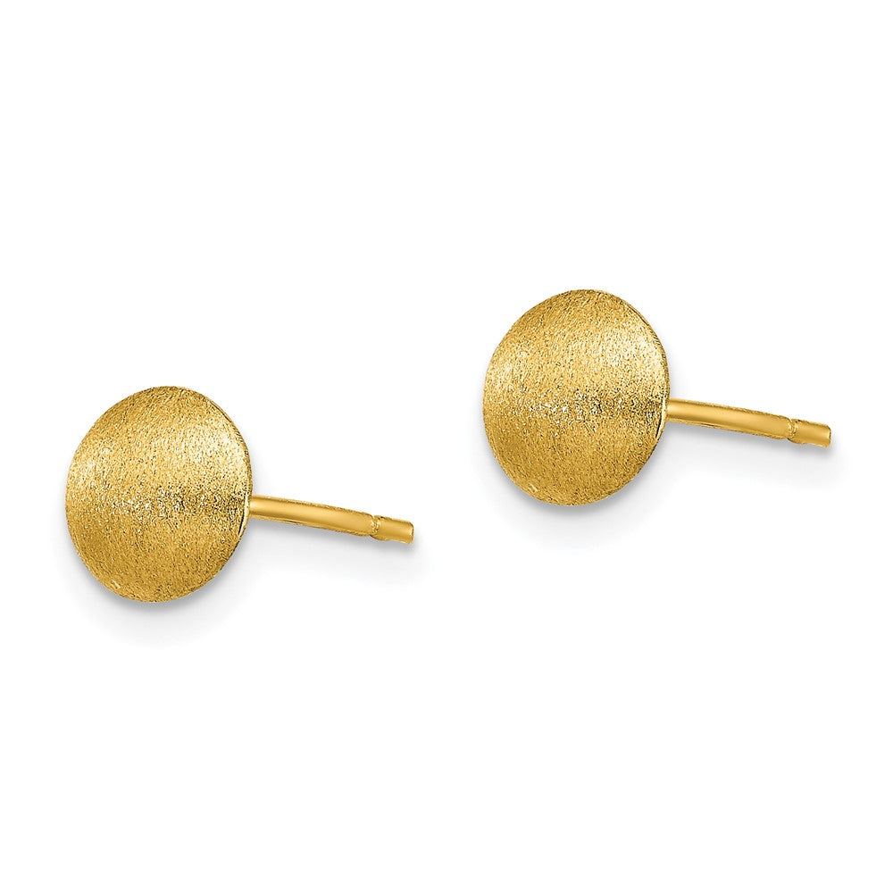 14K Satin Puffed Round Button Post Earrings