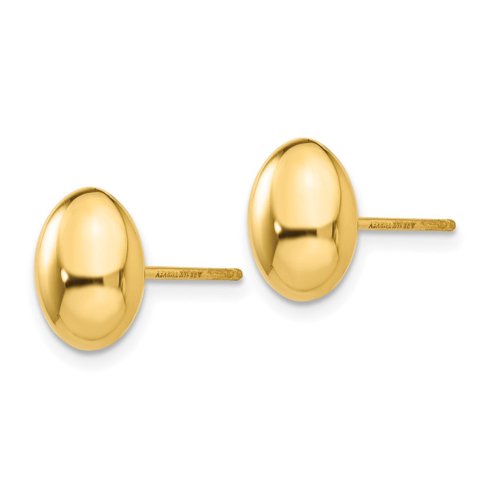 14K 10x Polished Puffed Oval Button Post Earrings