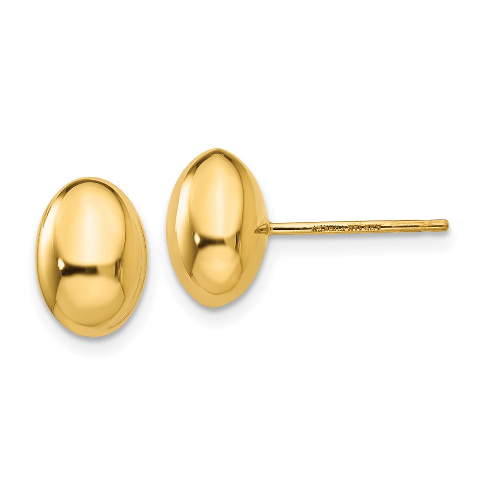 14K 10x Polished Puffed Oval Button Post Earrings