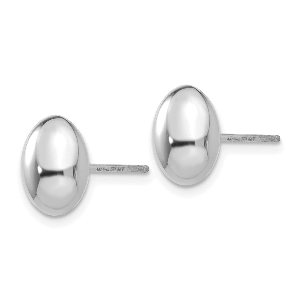 14K White Gold 10x Polished Puffed Oval Button Post Earrings