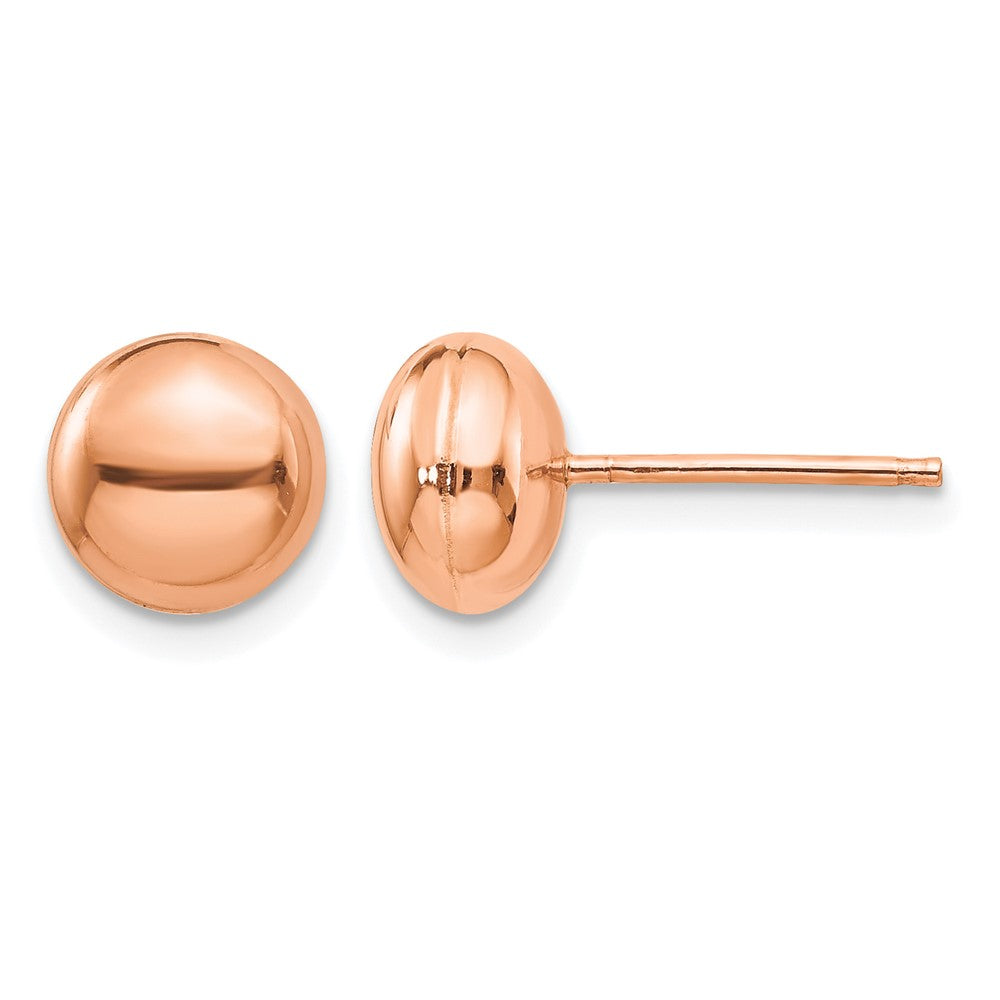 14k Rose Gold Polished Puffed Round Button Post Earrings
