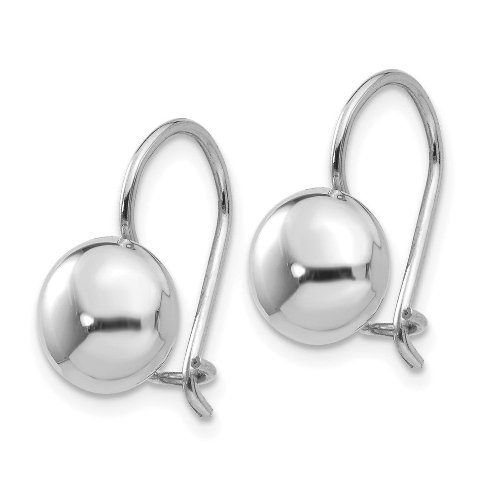 14k White Polished Button Kidney Wire Earrings