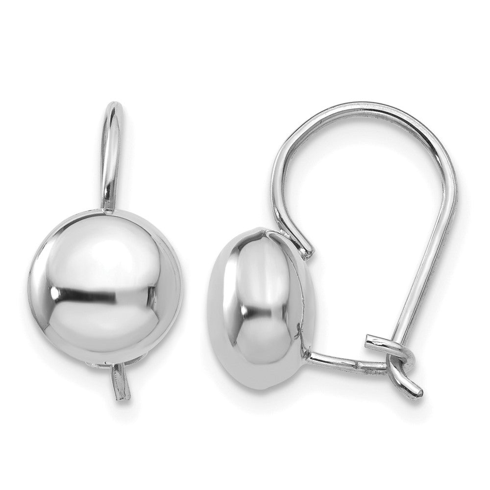 14k White Gold Polished Button Kidney Wire Earrings