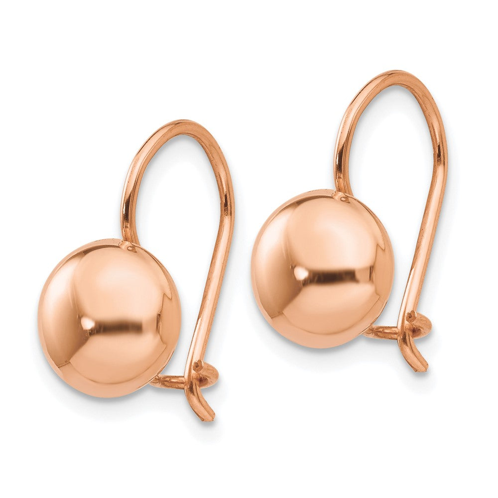 14k Rose Polished Button Kidney Wire Earrings