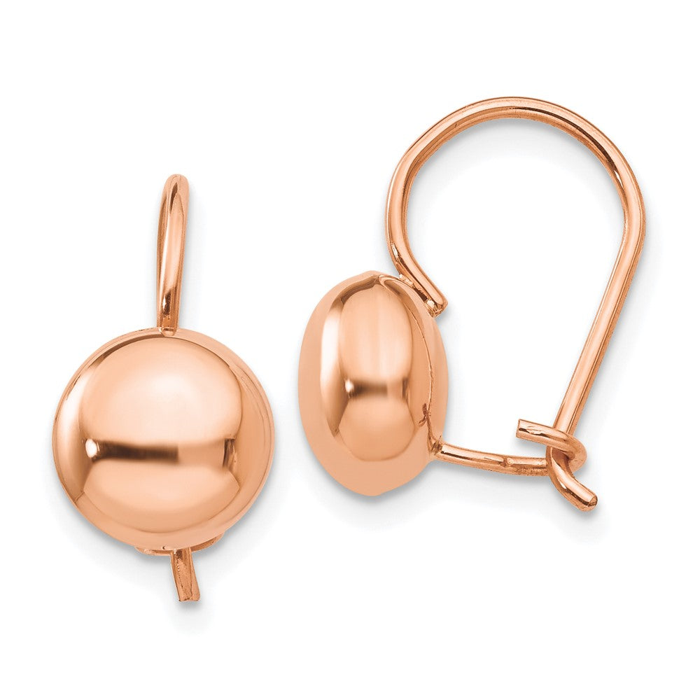 14k Rose Polished Button Kidney Wire Earrings