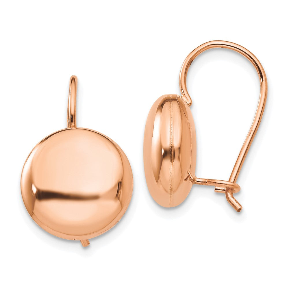 14k Rose Gold Polished Button Kidney Wire Earrings