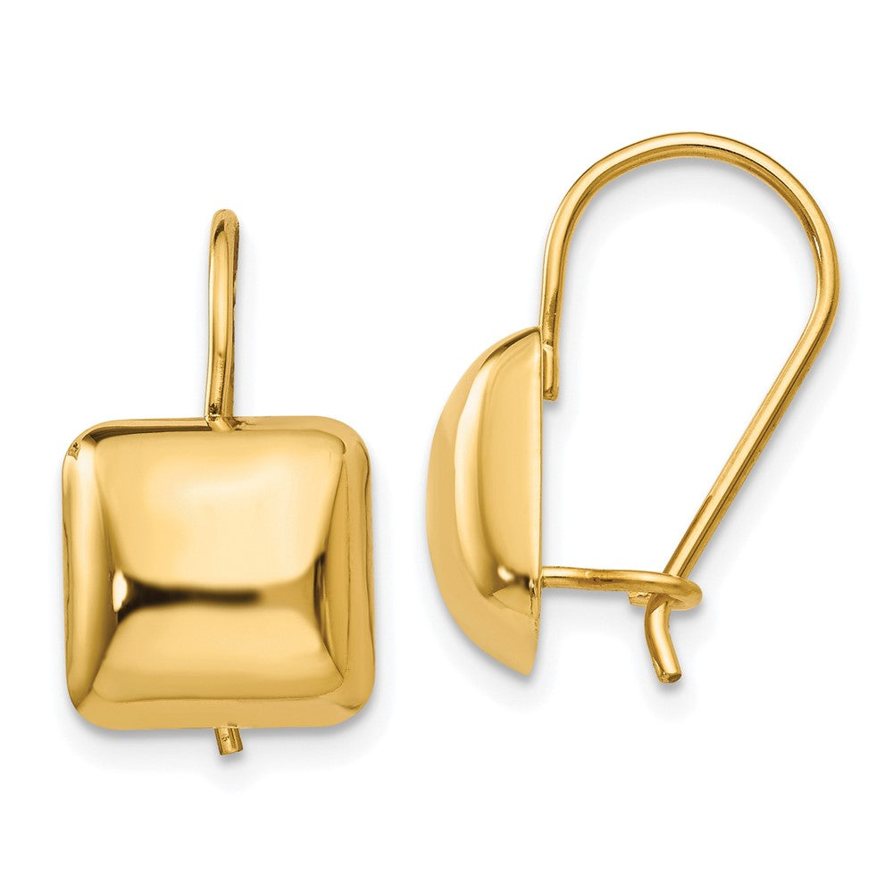 14k Polished Puffed Square Kidney Wire Earrings