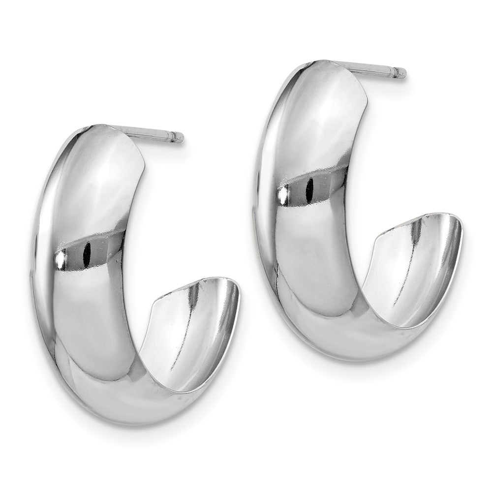 14k White Gold 6.5x Polished J-Hoop Post Earrings