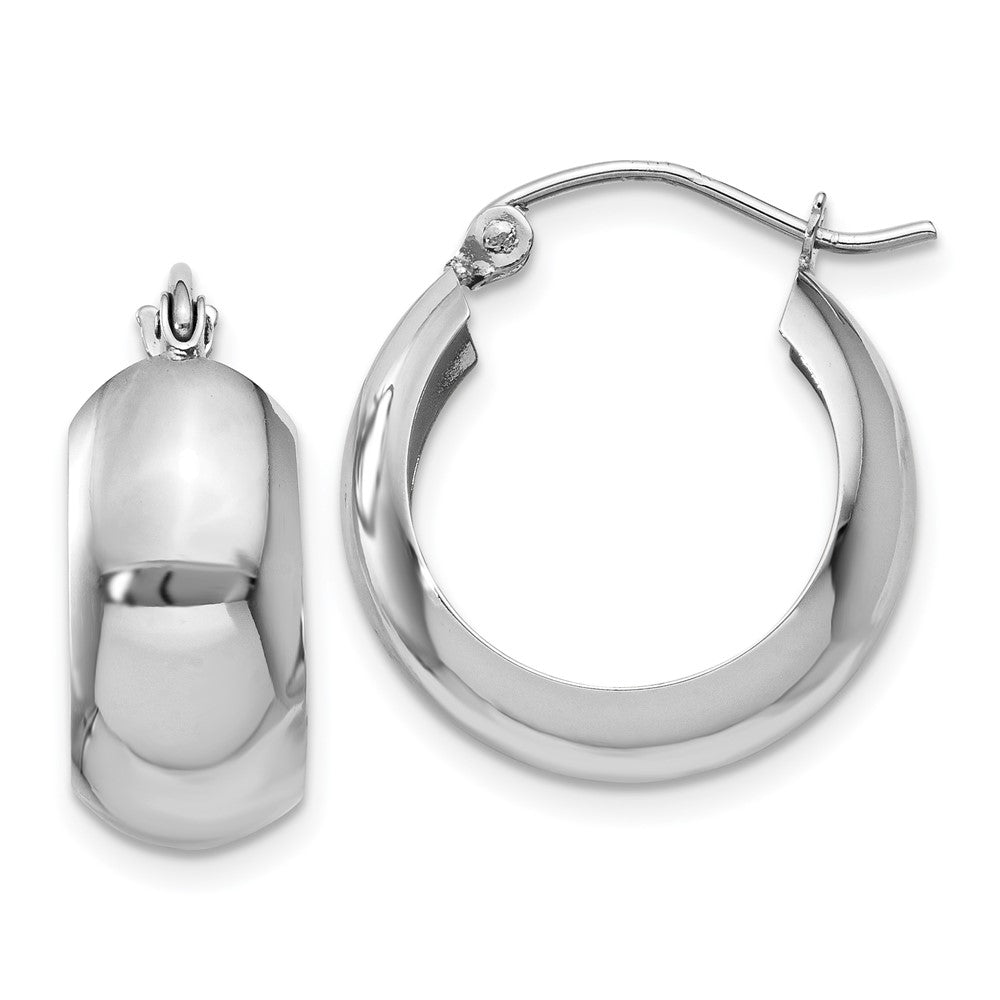 14k White Gold 7x Polished Hoop Earrings