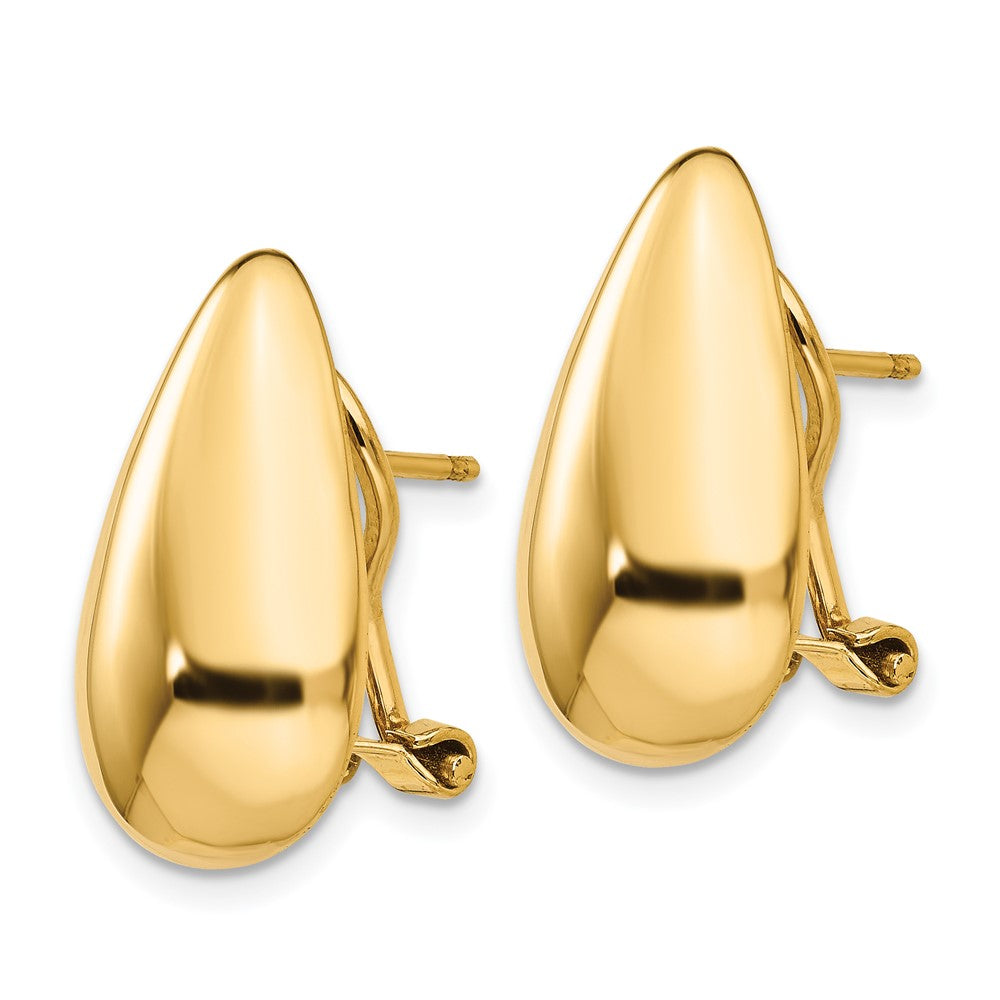 14k 10x Polished Teardrop Omega Back Post Earrings