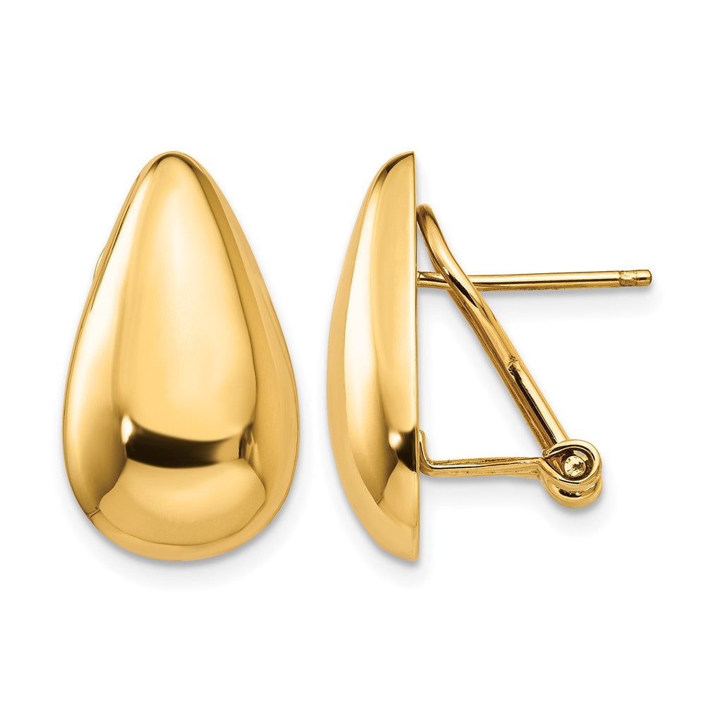 14k 10x Polished Teardrop Omega Back Post Earrings