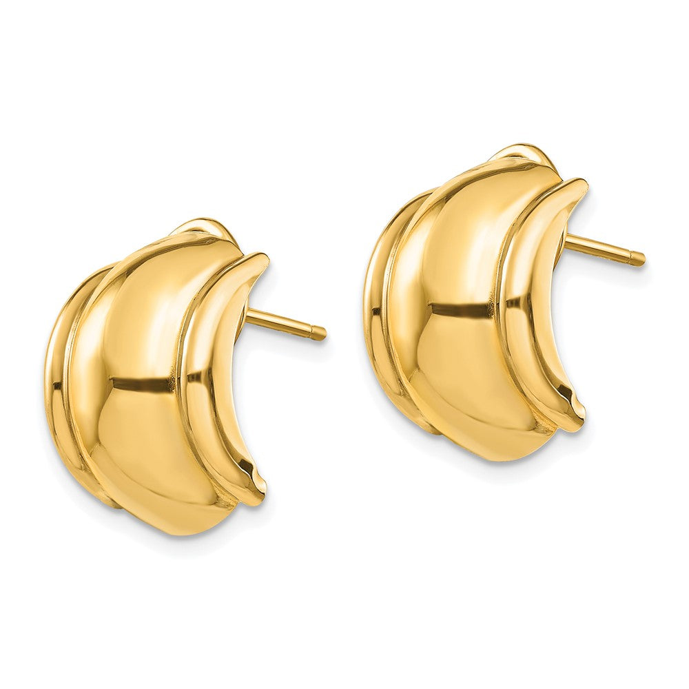 14k 12x Polished Fancy Omega Back Post Earrings