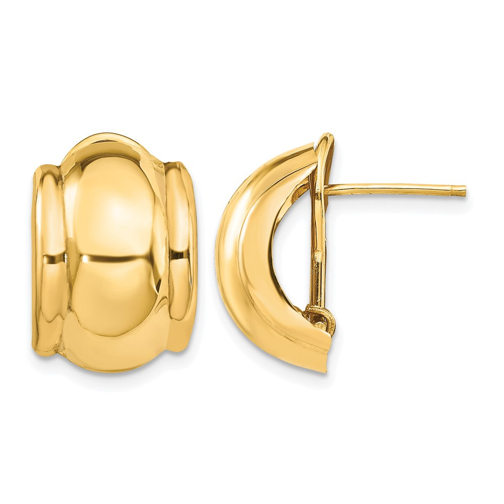 14k 12x Polished Fancy Omega Back Post Earrings