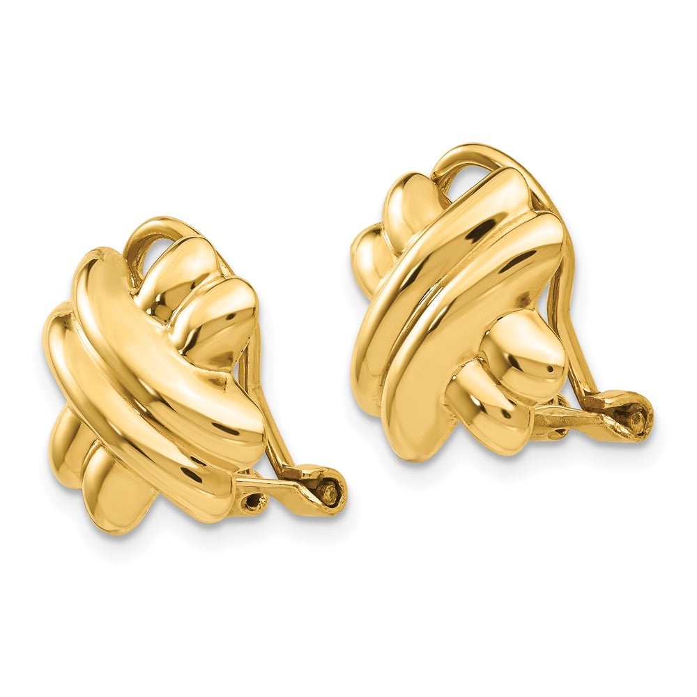 14k Polished X Omega Back Non-pierced Earrings