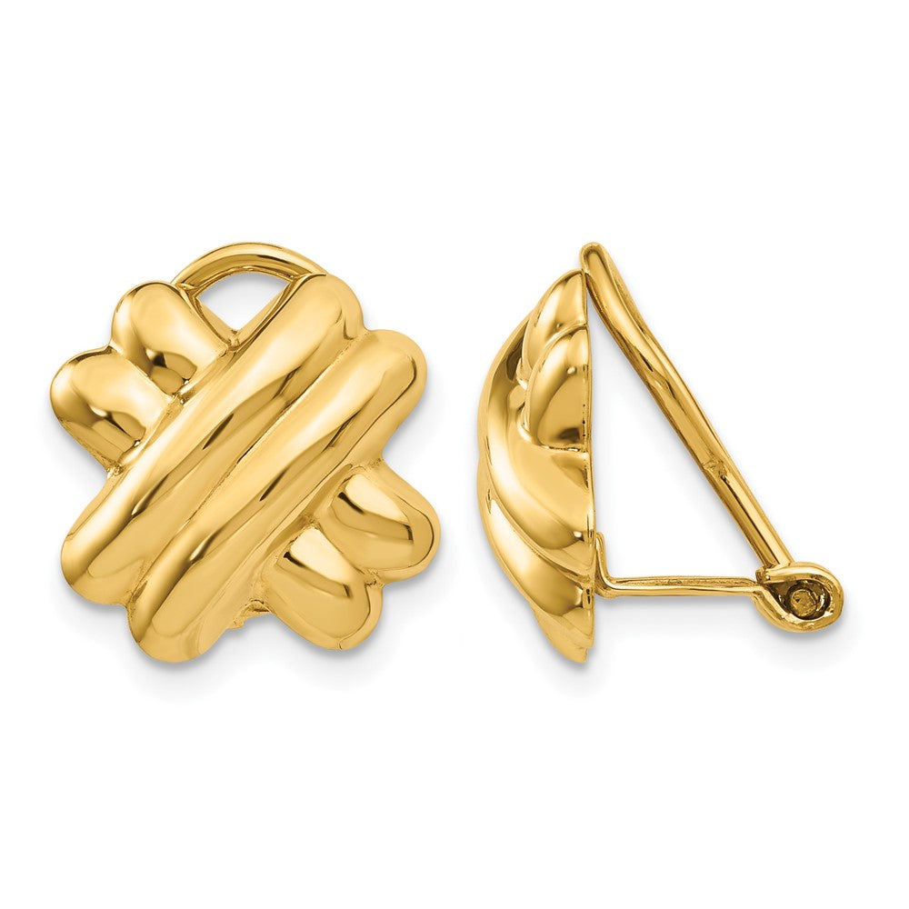 14k Polished X Omega Back Non-pierced Earrings