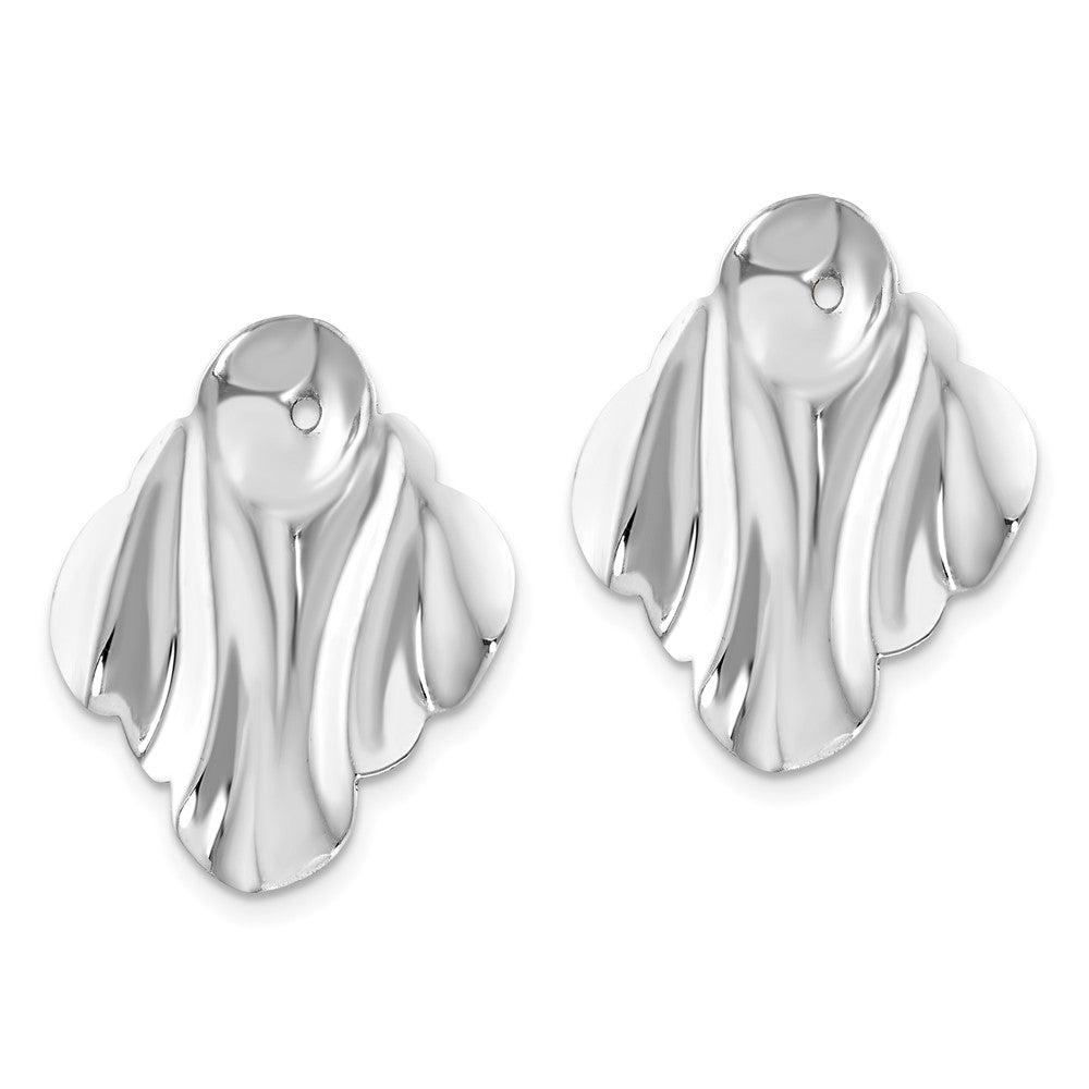 14k White Gold Polished Hammered Fancy Earring Jackets