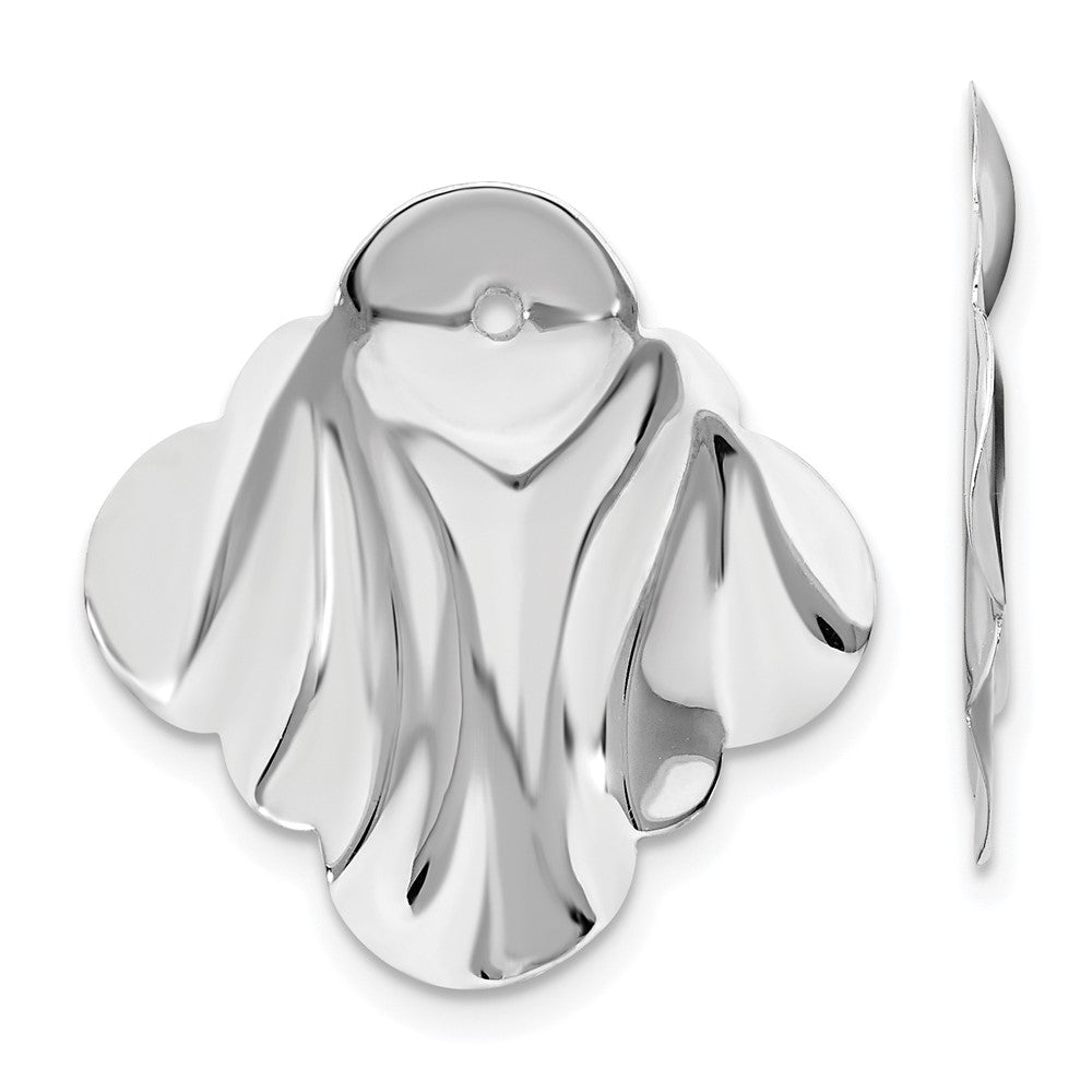 14k White Gold Polished Hammered Fancy Earring Jackets