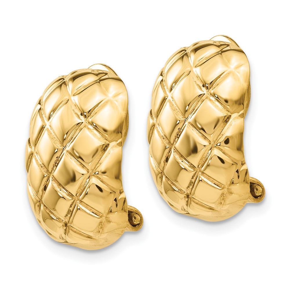 14k 12x Polished Crisscross Omega Back Non-pierced Earrings