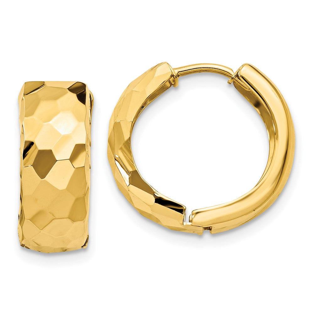 14k Faceted & Polished Hinged Hoop Earrings