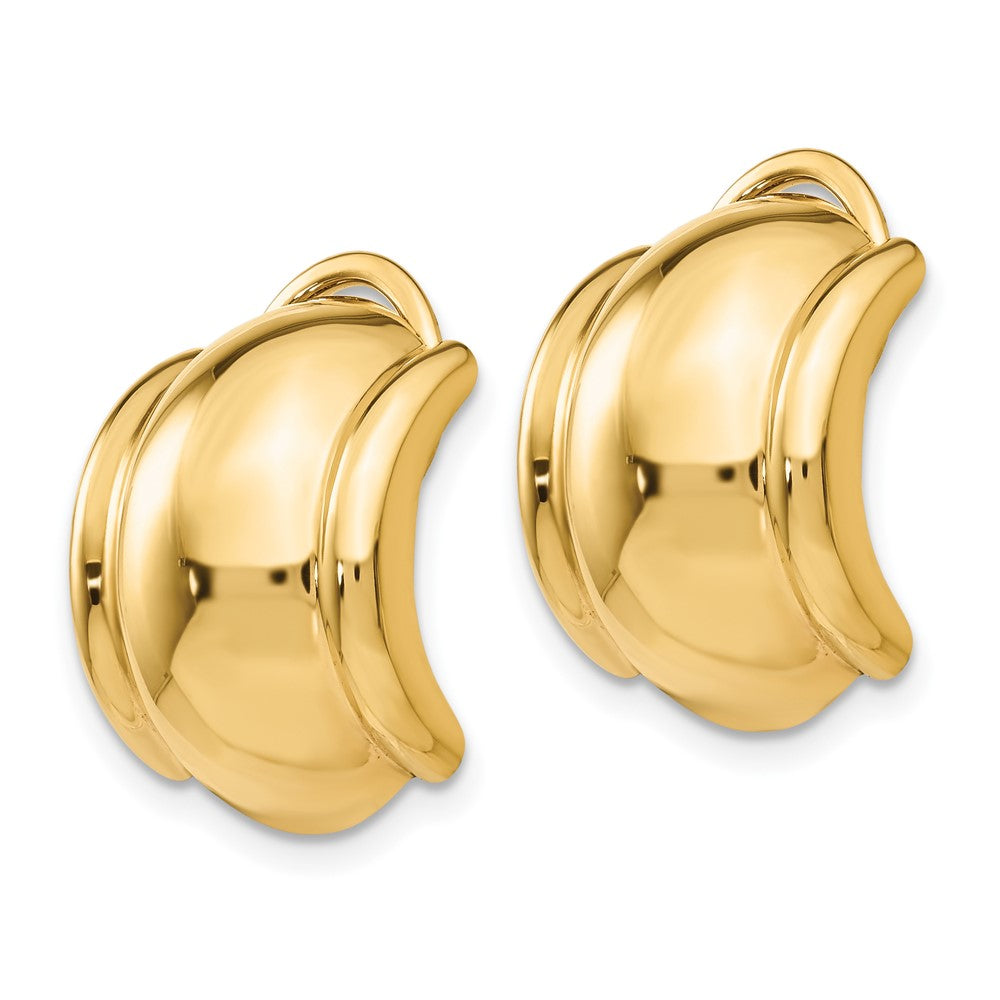 14k 12x Polished Half Hoop Omega Back Non-pierced Earrings