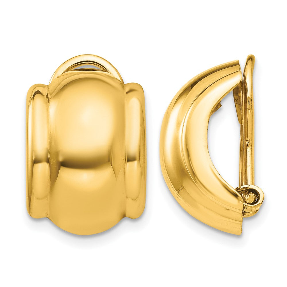 14k 12x Polished Half Hoop Omega Back Non-pierced Earrings