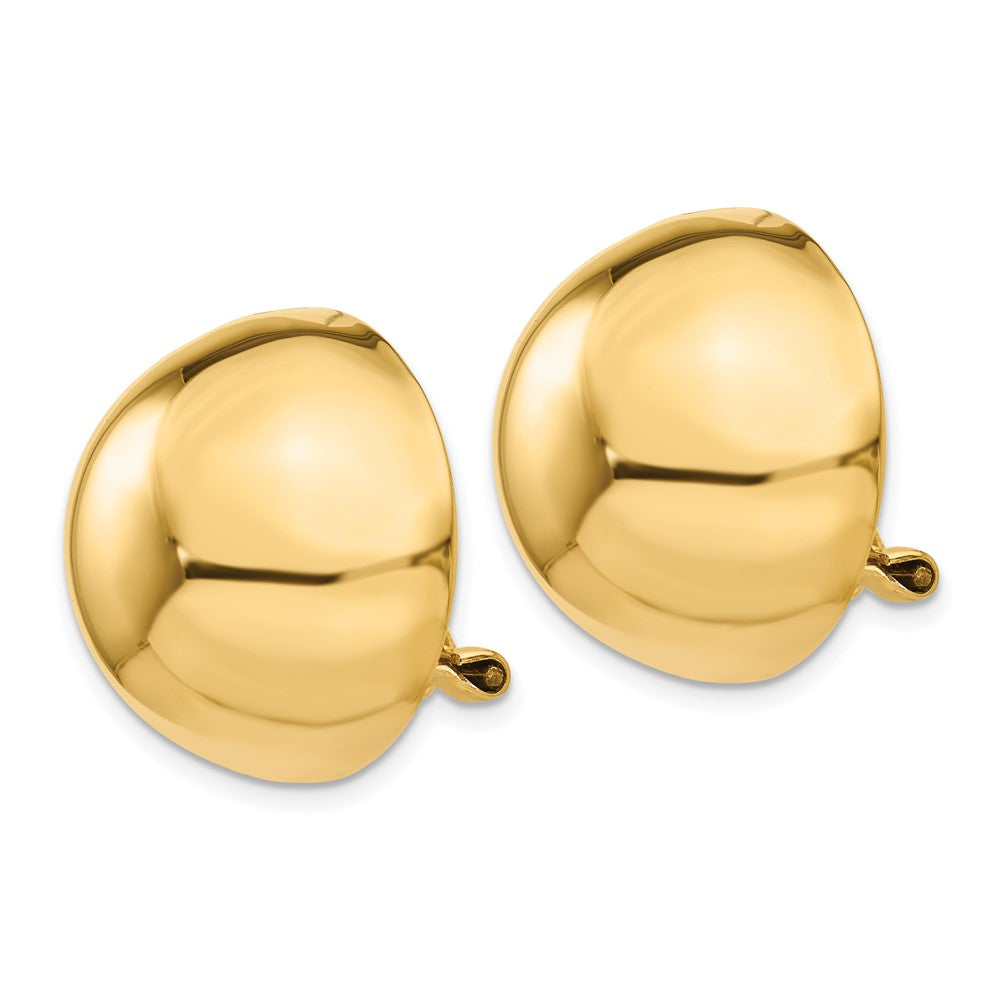 14k Polished Half Ball Omega Back Non-pierced Earrings